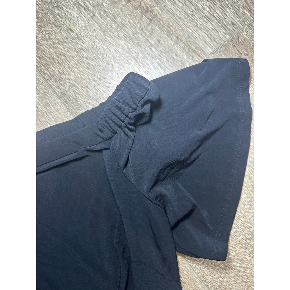 American Living‎ Boho Black Off Shoulder Flutter Sleeve Dress Minimalist Size 12 - Picture 6 of 8